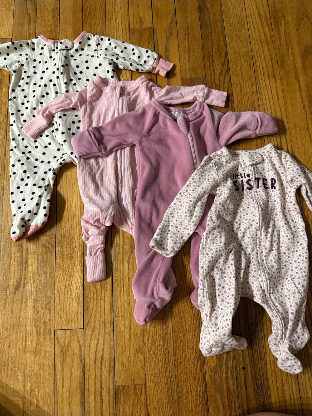Baby Girls Pink Mixed Sleepwear Pack - Polka Dot, Solid Pink & Floral One-Pieces
